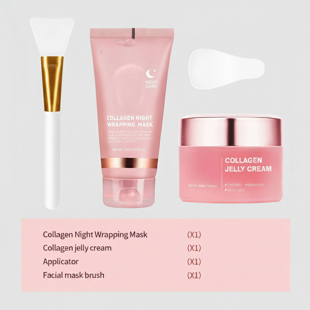 Collagen Jelly Cream Hydrolyzed Collagen Overnight Facial Mask Wrapping Peel-Off Mask Hydrating Firming Moisturizing SkinCare